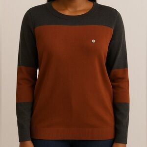 NWT. Worthington Brown and Grey knit raglan sweater. Size M